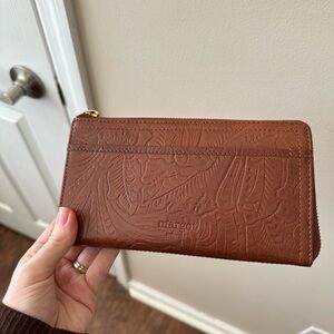 Margot Embossed Leather Wallet in Rich Brown